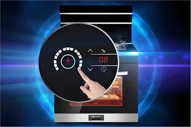 Display della manopola su un forno a microonde per regolazioni intuitive del tempo di cottura e del livello di potenza