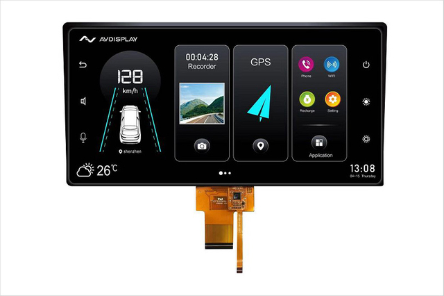 Modulo display touchscreen utilizzato nell'elettronica automobilistica per i sistemi di navigazione