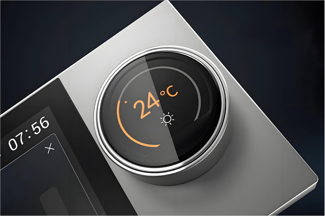 'Primo piano del display di una manopola utilizzata per la regolazione della temperatura in un elettrodomestico